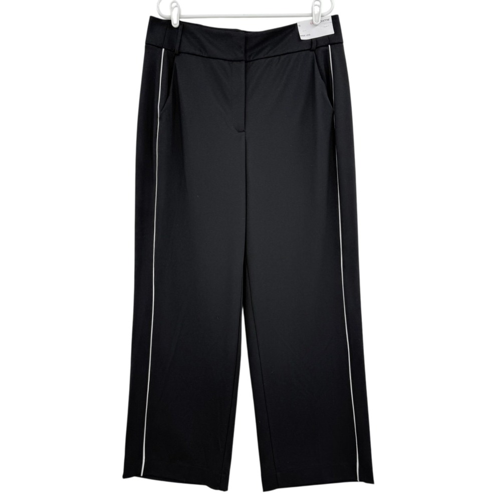 Liz Claiborne Women's 4-Way Stretch High Rise Wide Leg Black Knit Pants 16 NWT